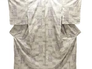 未使用品　仕立て上がり　幾何学に華紋織り出し本場泥大島紬着物(9マルキ)